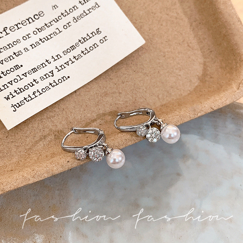 Sparkling zircon bead pendant earrings for women, 2026 new arrival, unique design, lightweight luxury, versatile earrings and studs