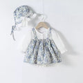 Baby spring autum onesie clothes small floral fake two-piece triangle princess dress baby girl long sleeves romper