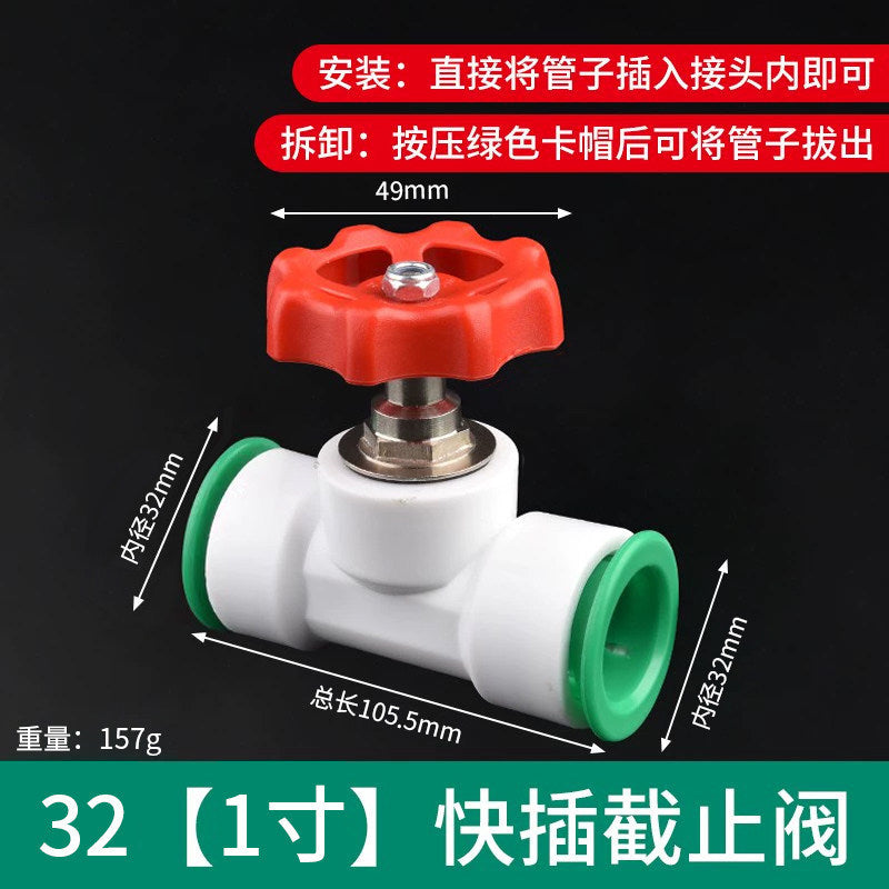 Ppr water pipe quick connector, 1/2" and 3/4" no-heat, no-weld push-to-connect fittings, 20/25 pe hot and cold water pipe accessories