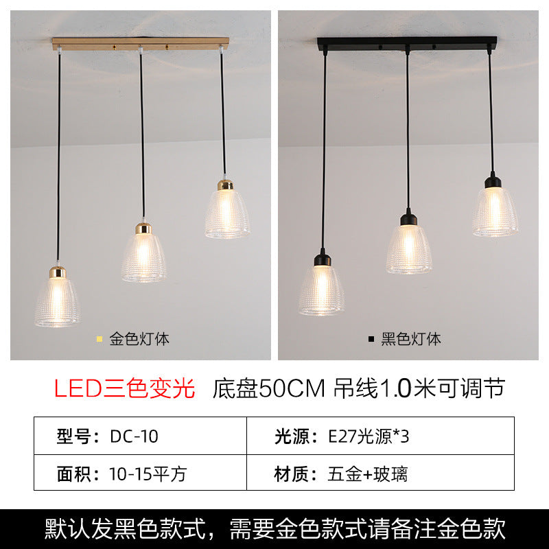 Minimalist personalized bar lighting aisle light luxury Internet celebrity meal restaurant chandelier three modern creative glass chandelier