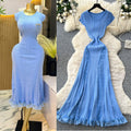 Luxury sleeveless slim-fit knit dress - women's summer high-waisted a-line dress - slimming, elegant, and chic maxi dress