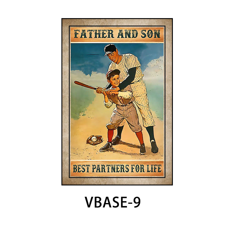 American retro baseball poster decorative painting gym gym hanging painting inspirational sports theme bar mural