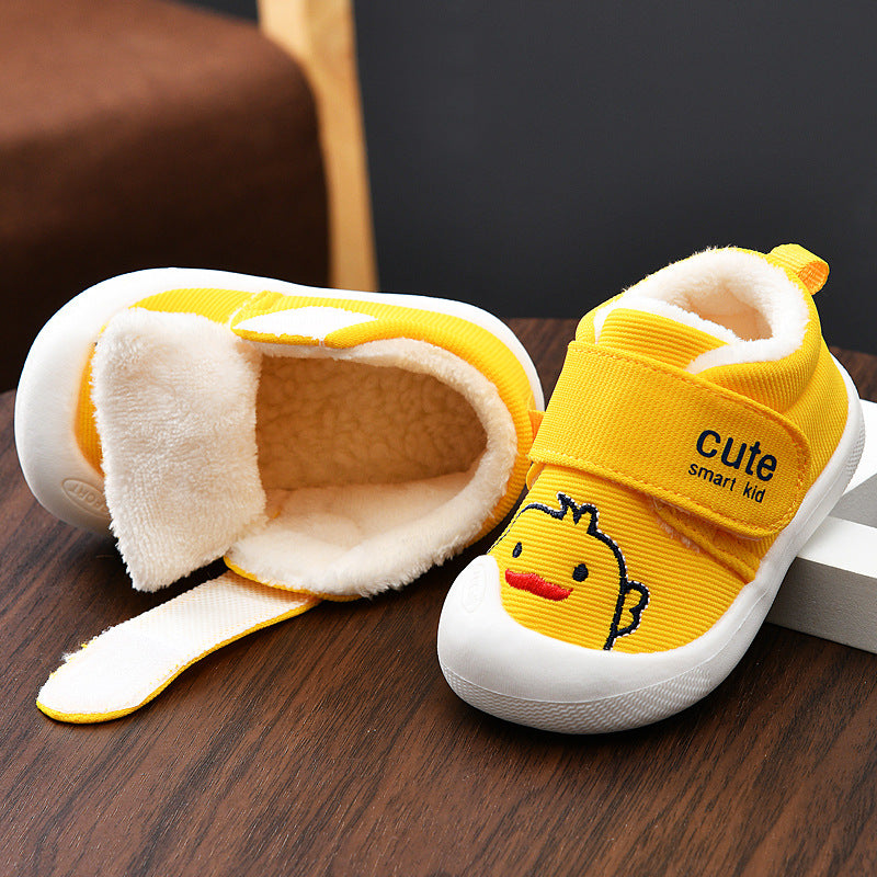 Toddler shoes for baby boys and girls, autumn/winter infant shoes, fleece-lined and thickened, soft-soled cotton shoes for babies and toddlers aged 0-1 to 2 years old