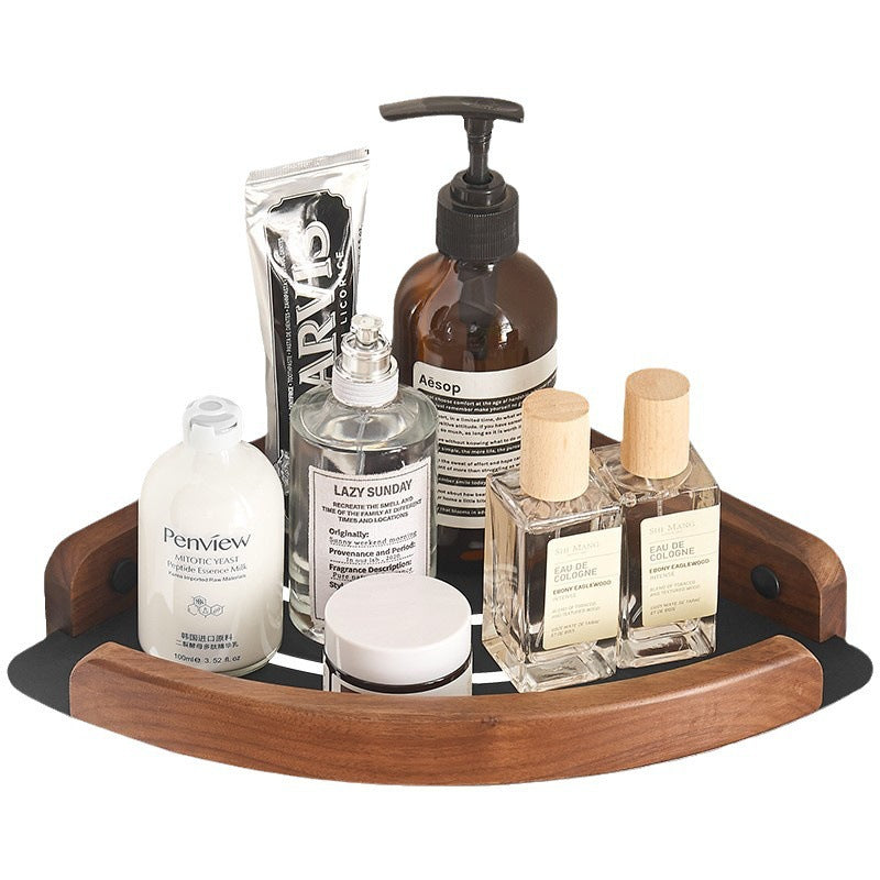 Walnut toilet rack bathroom wall tripod toilet storage basket no punching bath corner rack