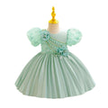 Ready-to-ship baby girl's evening gown, featuring delicate lace and a princess silhouette. perfect for model photoshoots, piano recitals, and special occasions