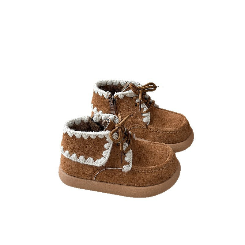 ins French retro Birkenstock velvet Martin boots 2025 autumn and winter new Korean version of girls thick-soled warm cotton boots