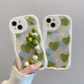Full screen green love heart suitable for apple apple 16pro flower chain mobile phone case iphone13/15 protective cover