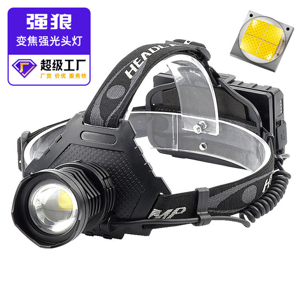 P70 telescopic zoom strong light headlight usb charging night fishing light head mounted flashlight high power LED headlight wholesale