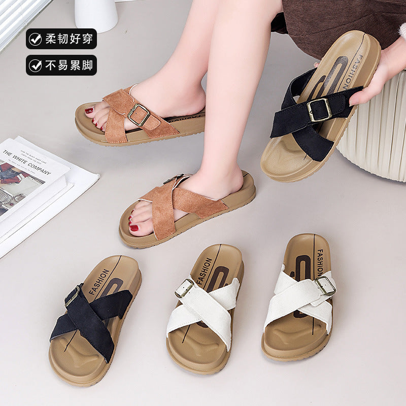2026 new french retro platform crossover strap french chic sandals & slippers - summer women's outerwear fashion export