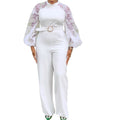 C8505 independent station foreign trade women's clothing  autumn new style long-sleeved silmelegantcasualstraight-legfashion jumpsuit