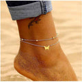 fashion butterfly anklet summer beach geometric anklet double-layer butterfly rice bead anklet direct sales