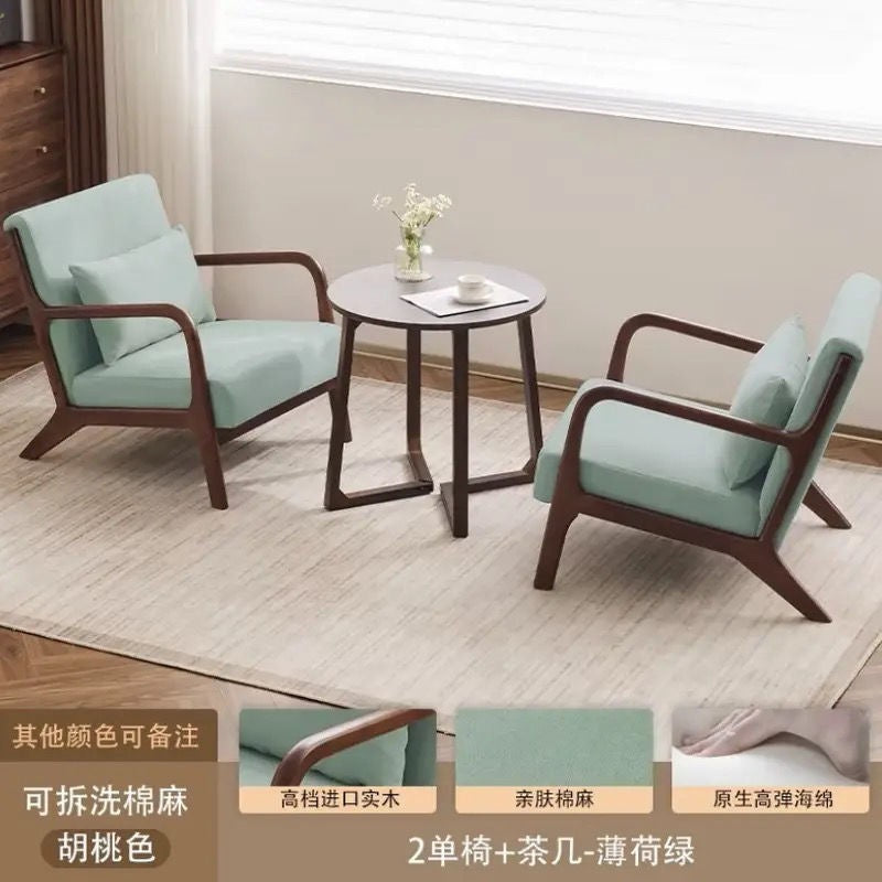Balcony tea table and chair combination small apartment one table and two chairs household solid wood simple three-piece set reading and drinking tea cp