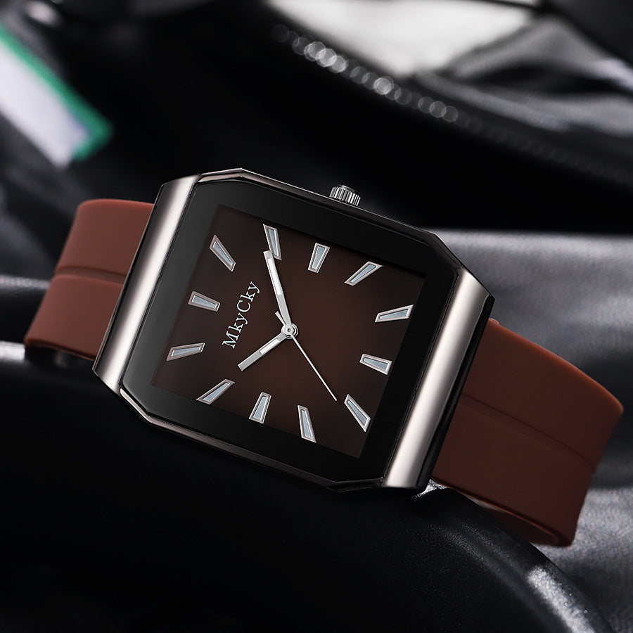 New arrival cross-border hot-selling silicone strap men's watch, foreign trade bestseller, quartz fashion wristwatch, wholesale