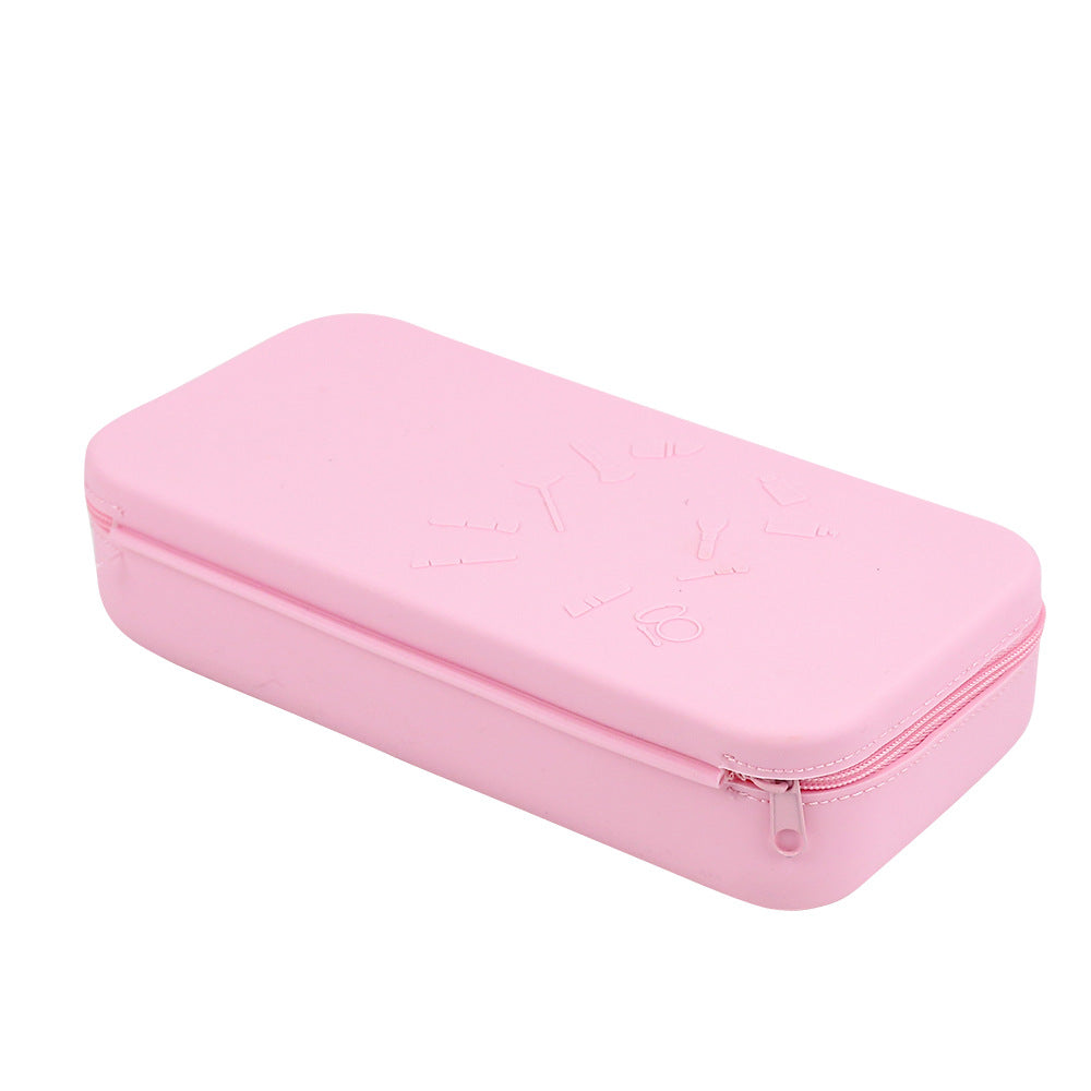 Silicone magnetic suction glasses storage bag outdoor with lanyard makeup brush zipper storage bag scratch-proof dust-proof storage bag