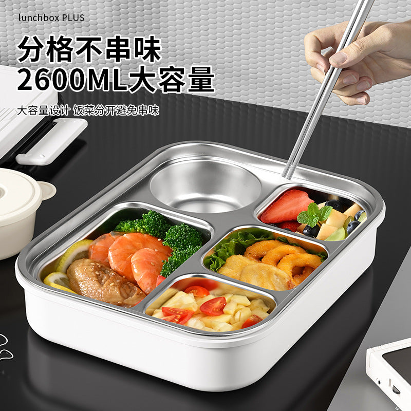 Cross-border thermal insulation lunch box 316 stainless steel advanced sense student lunch box office worker grid portable partition box
