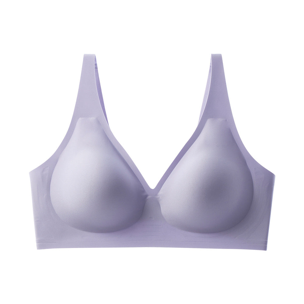 french seamless bra thin jelly glue soft support breast reduction fashion women's plus size bra