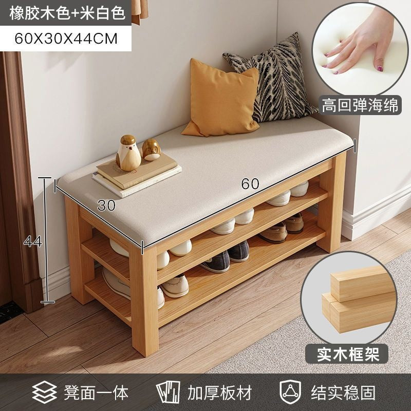 Solid wood leg shoe changing stool for home door can sit storage scandinaviancasual shoe stool small apartment entrance stool
