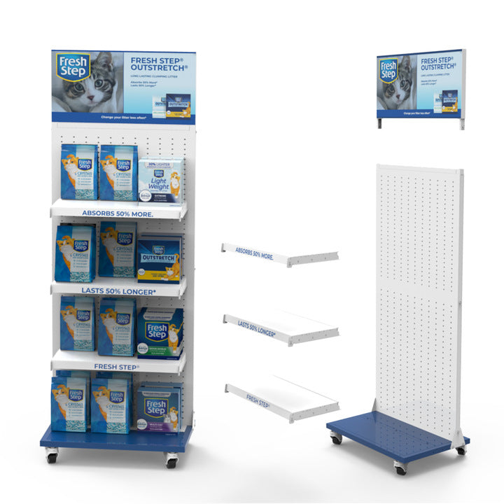 Pet food metal orifice display stands Light supermarket display stands for retail and pet stores