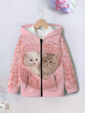 Kids' hoodie jacket, cross-border hot seller: cute cartoon print fashion zip-up hoodie for girls, dropshipping available