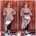 African women's clothing  fashion solid color plus size mother's dress irregular chiffon cross-border dress