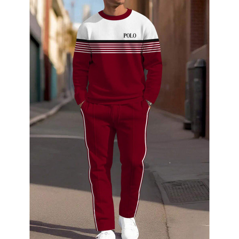 cross-border e-commerce 3d digital print men's autumn/winter new casual fitted long-sleeve hoodie and pants set
