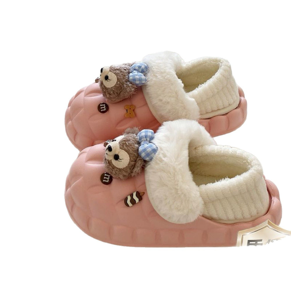 Women's winter cotton slippers - thickened plush, detachable warm home slippers for couples, indoor use, postpartum care, fuzzy slippers