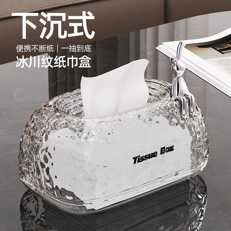 Light luxury tissue box household living room high-end napkin paper box creative bedroom sunken advanced desktop paper box