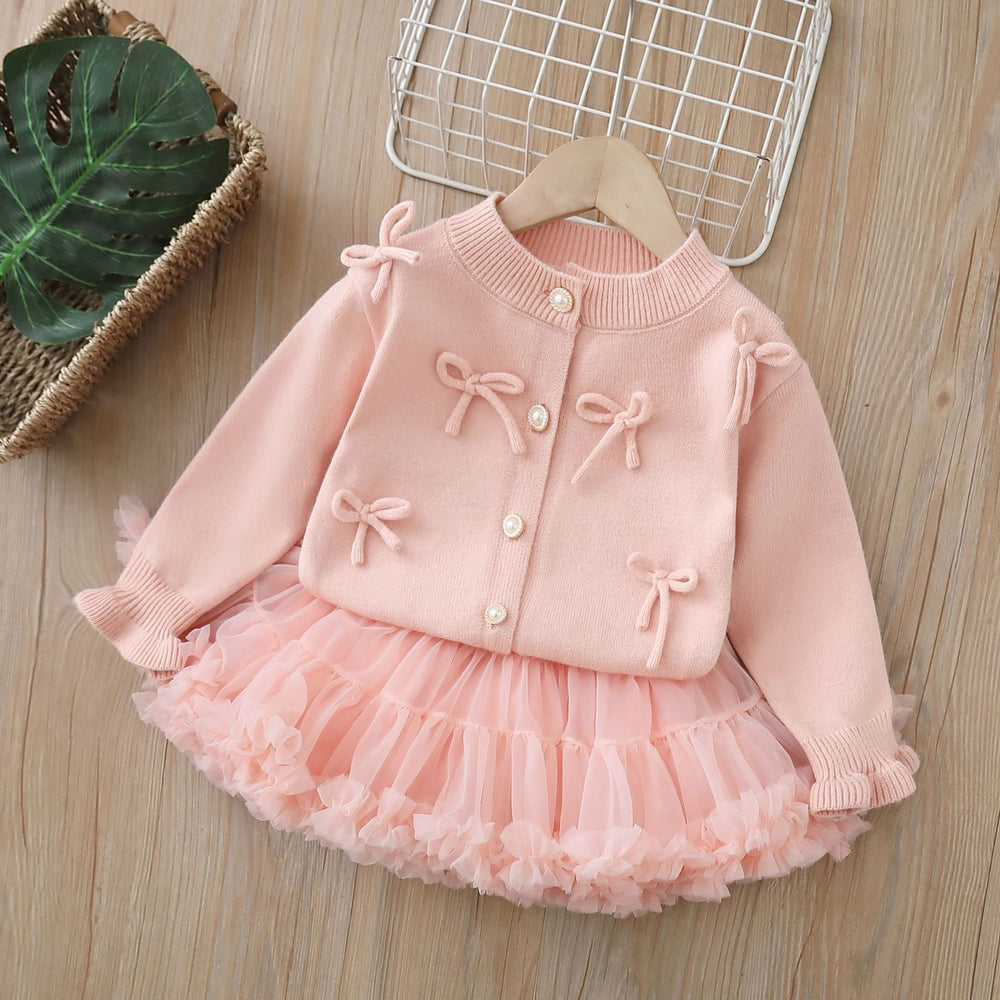 Girlsweaterfall and winter style aisha princess group tutu skirtfall and winternew arrival baby girl k-styleknittingcardigansuit
