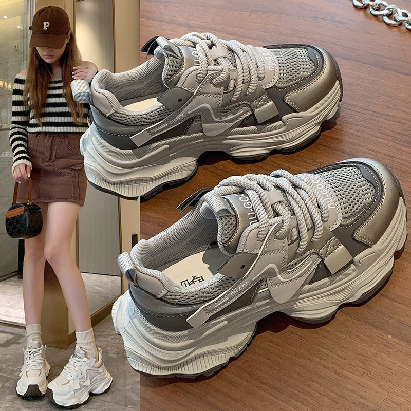 Thick sole dad shoes women's ins trend 2026 spring autumnew arrivalfashioneasiest for match mesh breathable sports casual shoes for women