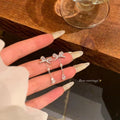 Korean style sparkling zircon butterfly teardrop dangle earrings - women's luxury, high-end, unique, exquisite, and stunning earrings