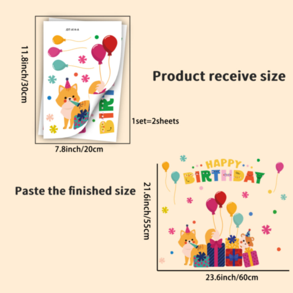 Cross-border new creative gift box balloon home living room bedroom window glass decoration beautiful static sticker