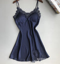 Women's sexy silk satin nightgown v-neck lace lingerie dress sleepwear s-xl