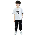 Kids' boys' summer outfit set  new style, korean style short-sleeve summer clothes for older boys, stylish and trendy