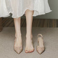 High heels women's french spring summerflats wedding shoes plus size fashion 2023 nude tweed styleeasiest for match stiletto toe