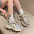 Mesh breathable trendy chunky platform sneakers for women - 2026 summer new arrival, comfortable niche design, street style athletic shoes