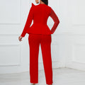 D439 independent station  new long-sleeved elegant mesh stitching beading slimming look banquet large size foreign trade jumpsuit