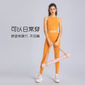 High-stretch yoga tank top for women, featuring built-in bra pads, anti-slip design, shockproof sports bra, high neckline, and side support to minimize underarm bulge. model et001