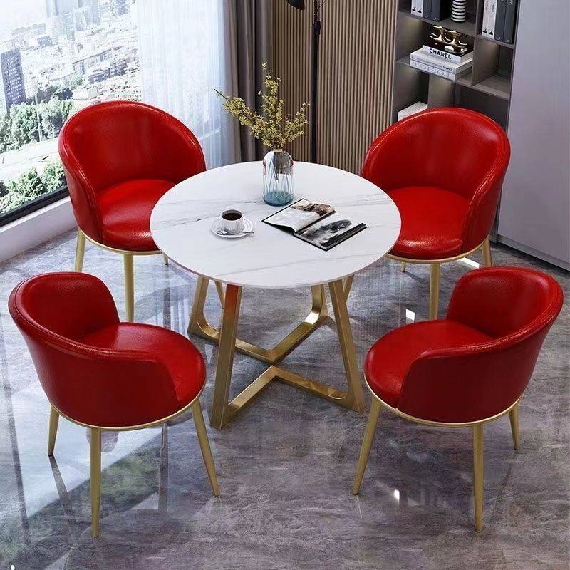 Nordic light luxury negotiation table and chair set, balcony leisure table and chair set, small coffee table, casual reception, modern minimalist small round table