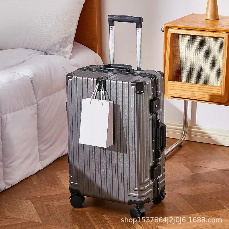 New multi-functional aluminum frame trolley case, men's and women's small fresh suitcase, large capacity universal wheel password boarding case