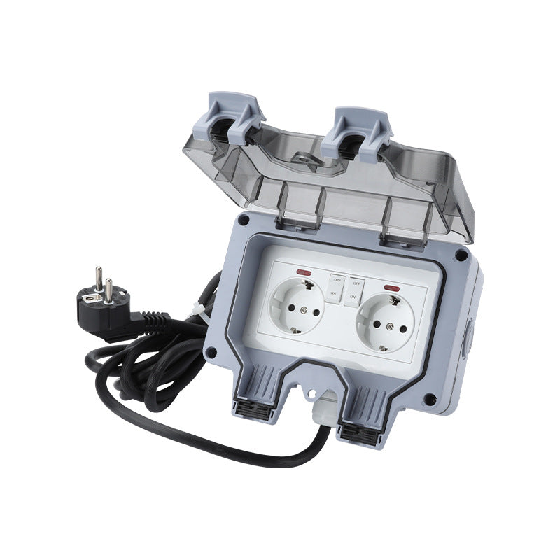 Two-position lamp with switch with wire German two-position European standard German outdoor rainproof socket splash-proof box household