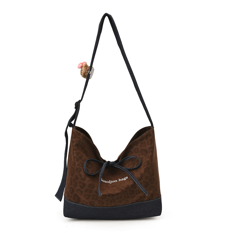 2025 new autumn/winter fashion commuter shoulder bag, popular leopard print crossbody bag, versatile tote bag, high-value design