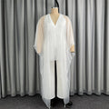 fashionpure colorelegant flowy deep v neck jumpsuit loose chiffon blouse robe wide leg jumpsuit