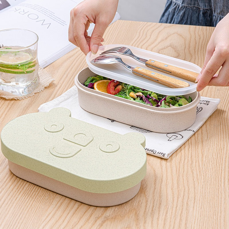 Cartoon easy bear wheat straw lunch box office worker bento box student lunch box with compartment microwave oven lunch box
