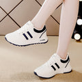Women's athletic sneakers - cotton-lined, leather upper, fleece-lined for extra warmth - new autumn 2025 collection - chunky sole, non-slip, lightweight casual shoes - women's cotton shoes