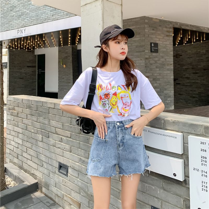 Raw edge denim shorts for women new arrival hot selling fashionelegantwork clothingshorts must edge washed wide leg jeans