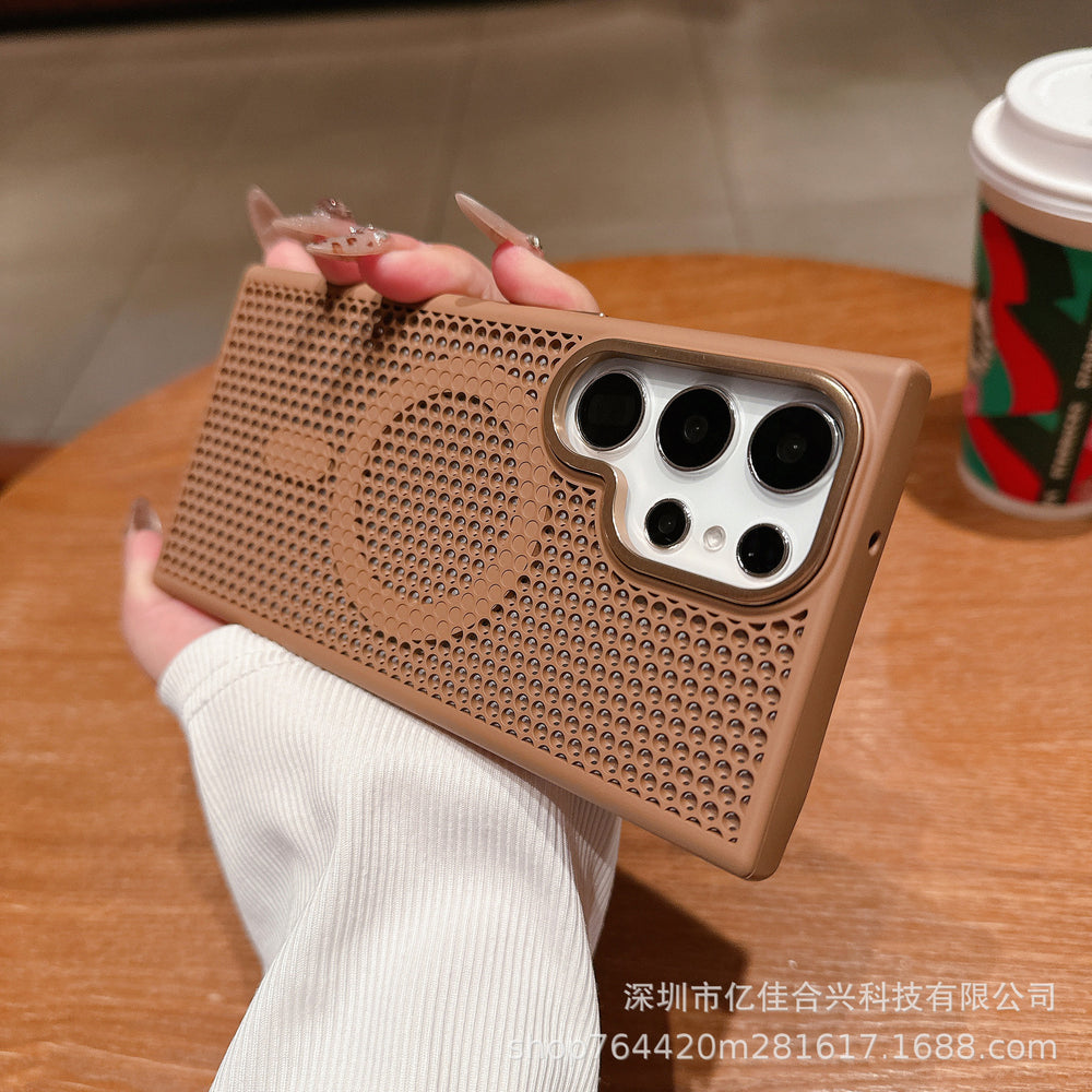 Premium mesh cooling magnetic case for samsung s26 ultra, honeycomb breathable mesh, skin-feel anti-drop for s24/s23