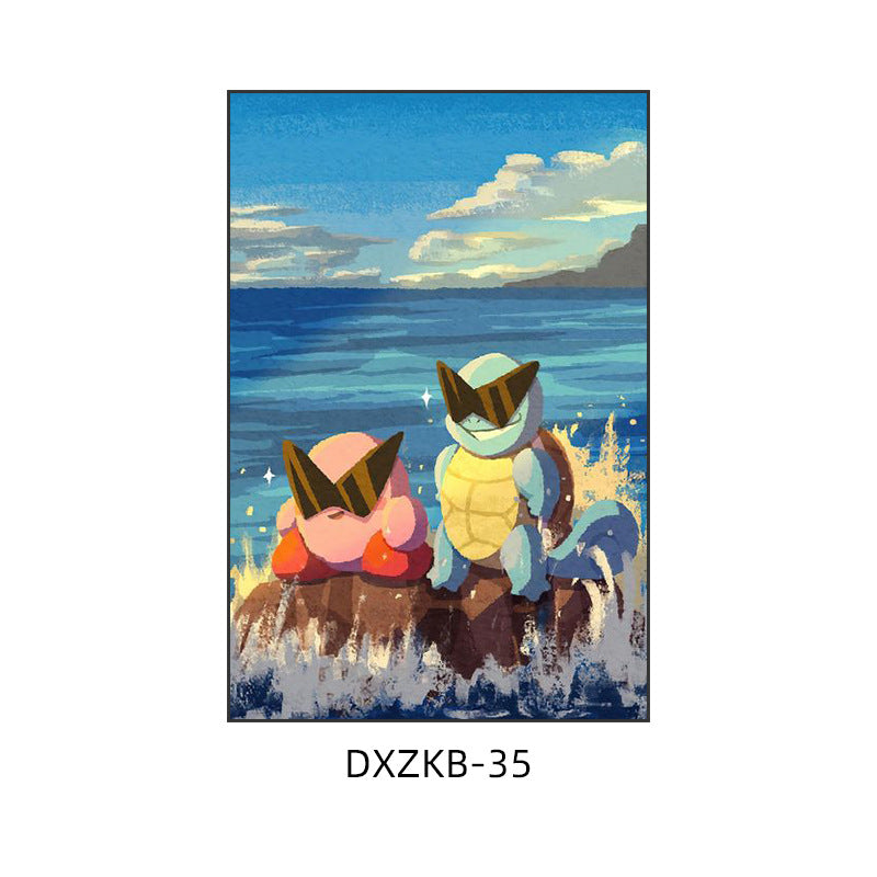 Star Kirby decorative painting pink girl bedroom children's room hanging painting cartoon animation cute princess bedside mural