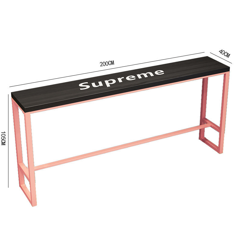 Bar cafe wall commercial wood bar table and chair combination Internet celebrity long wrought iron soft seat back dining table and chair
