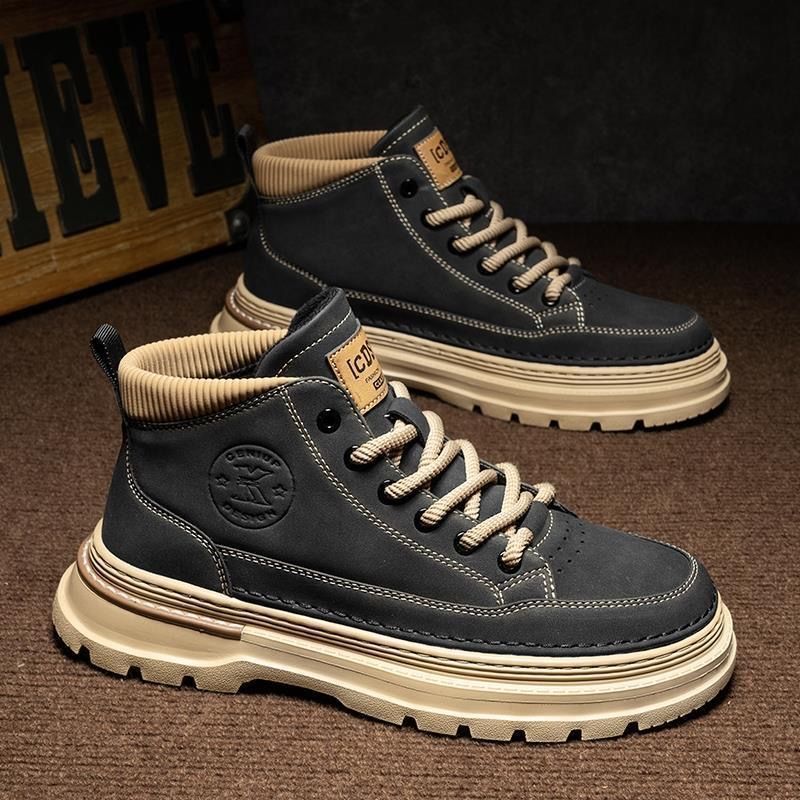 Men's spring new arrivals: british retro mid-cut martin boots, men's casual work shoes, trendy low-top ankle boots, leather shoes