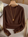 Ready-to-ship  fashion women's new cross-border european and american knitted long-sleeve t-shirt